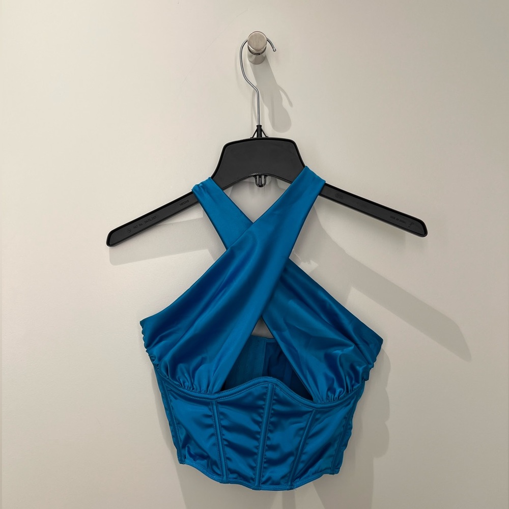 ASOS Electric Blue Cropped Corset Underwire Top